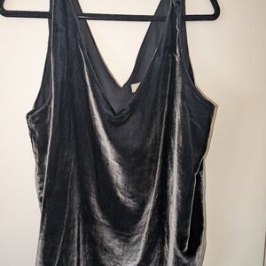 LOFT Black Velvet V-Neck Top